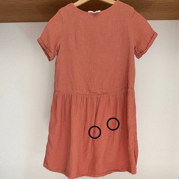 HM 100% COTTON GAUZE DRESS ROSE ORANGE 9-10 FLOWY ORGANIC CLASSIC DRIES FAST - Picture 9 of 15